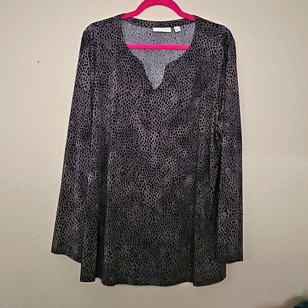 Susan Graver Liquid Knit 2x long sleeve blouse